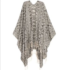 Divided H&M Jacquard-Weave Poncho with Fringe